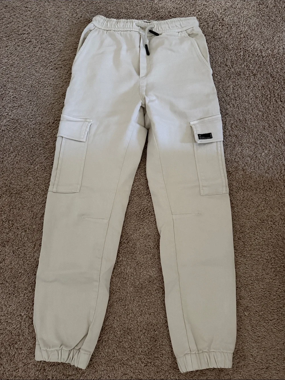 Zara Kids Cream Cargo Jogger Pants